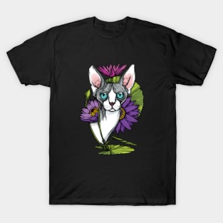 Sphynx Cat with Blue Lotus T-Shirt